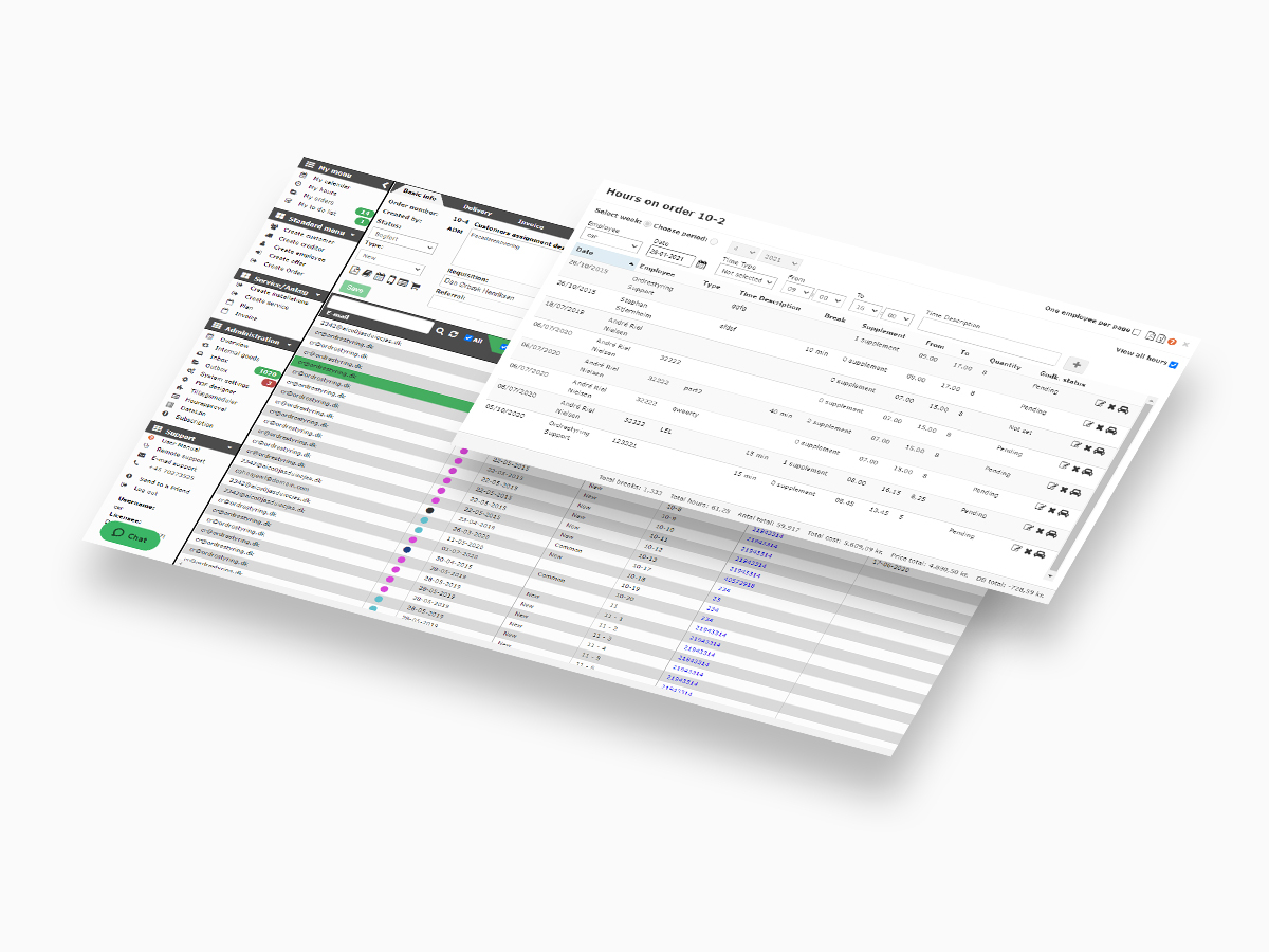 screenshot af Ordrestyring 2.0 systemet